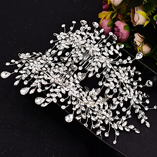 Silver Rhinestone Hair Comb Accessory for Weddings and Special Occasions