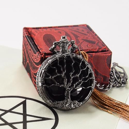 Scrying Mirror,Obsidian Mirror Tree of Life Design Witchcraft Kit for Divination, Meditation, and Spiritual Connection,Witchy Gifts