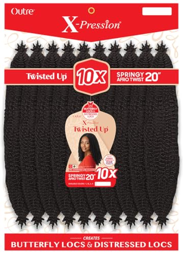 Outre X-Pression Twisted Up Afro Twist Hair 20" - Off Black 1B, Pre-Fluffed & Separated