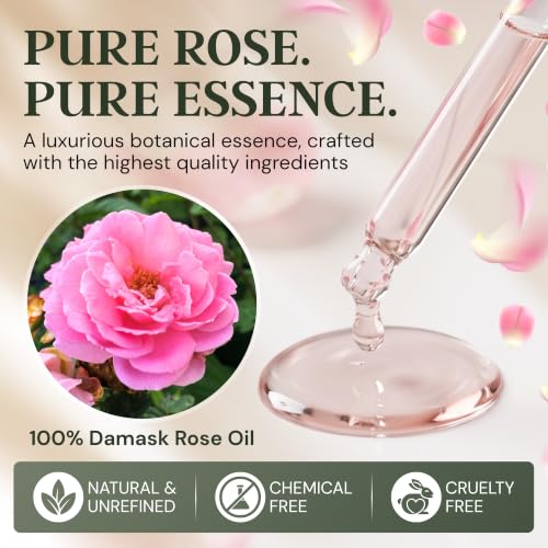 Organic Rose Essential Oil 4oz - Pure Therapeutic Aromatherapy for Skin & Diffusers