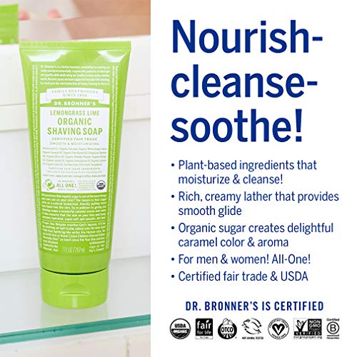 Dr. Bronner's Organic Shaving Soap 3-Pack Lavender, Tea Tree & Lemongrass – Moisturizing Shave Soap for Face, Underarms & Legs