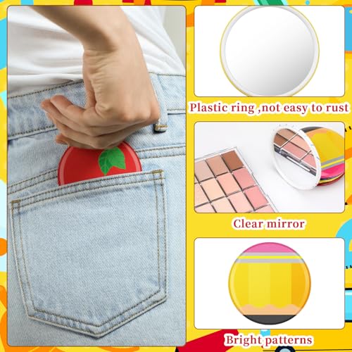 Thyle 72 Pcs Colorful Teacher Compact Mirror Gifts Bulk - Back to School