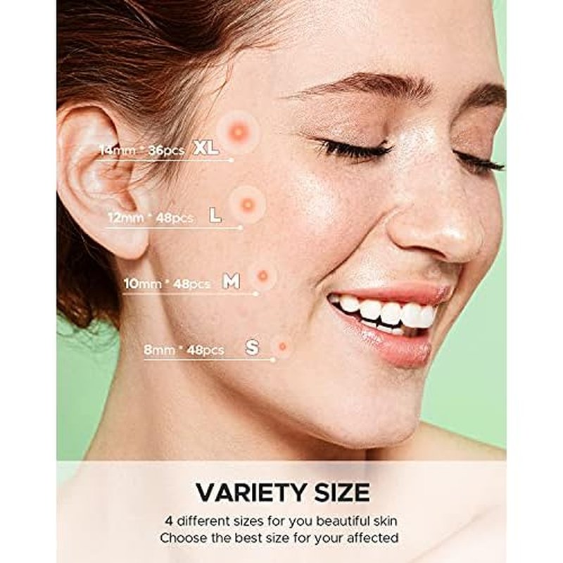 Acne Pimple Patch (180 Counts 4 Sizes), FSA Eligible Invisible Hydrocolloid Acne Patch with Tea Tree Oil & Calendula Oil, Acne Spot Patch Zit Patches for Face