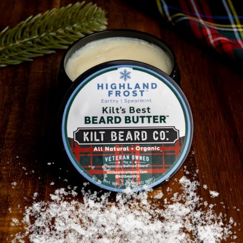 Highlands Frost Beard Butter for Men- Best beard Moisturizer & Conditioner- All-Natural Shea & Mango Butter- Softens & Hydrates Dry, Coarse Beards- Earthy, Spearmint, & Cypress Scent.