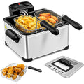 SIMOE 5.3QT Deep Fryer with Basket - 5L Silver, Adjustable Temperature