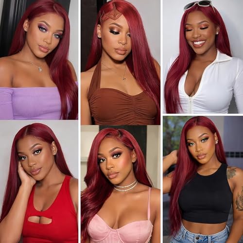 Blonde 99J Burgundy Straight Human Hair Extensions 8-12 Inch 3 Bundles