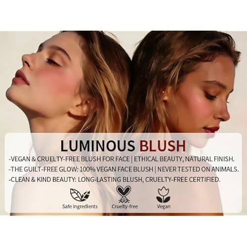 Cream to Powder Blush - Soft Pink Dewy Cheek Tint, Long Lasting Buildable Airbrushed Lip & Cheek Makeup for Mature & Dry Skin, Natural Flush, Cruelty-Free (01 STRAWBERRY MILK, 1 Count)
