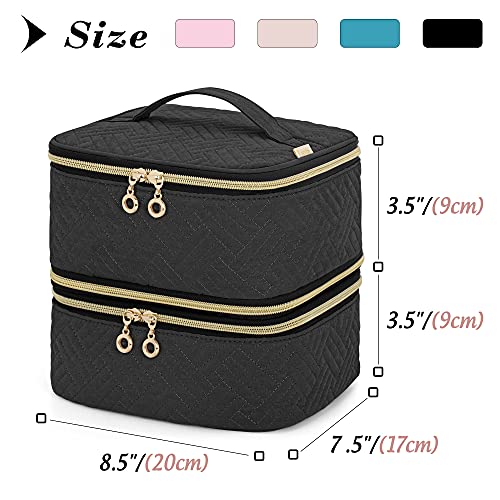 LUXJA Detachable 2 Layers Nail Polish Organizer - Hold 40 Bottles (15ml - 0.5 fl.oz), Nail Polish Case with Tools Storage Pockets (Patented), Black