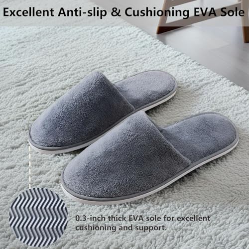 DECOUE 6 Pairs Disposable Slippers for Guest, Non Slip Spa Slides Washable Reusable House Shoes Hotel Indoor Slippers for Women Men, Home,Travel