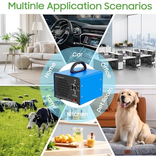 Amgwhhoo Blue 200,000mg/h High Capacity Ozone Generator for Odor Removal, Air Purifier for Home, Car & Basement