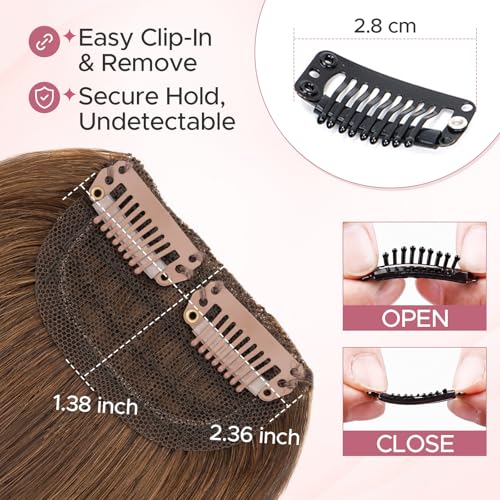 Short Clip-In Hair Extensions 6 Inch Medium Brown #04 — Natural Human Hair Fill-Ins