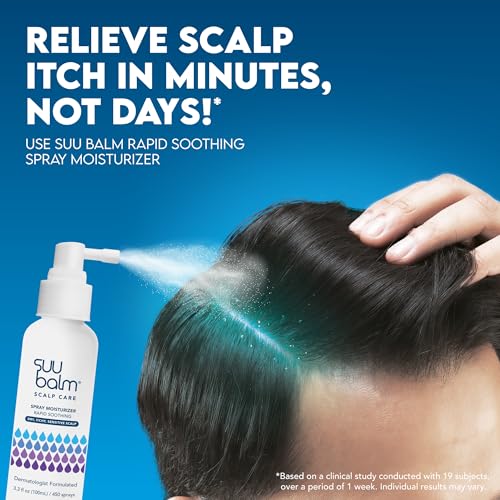 Suu Balm Cooling Scalp Spray for Itchy and Flaky Skin Relief, Moisturizer with Ceramides and Menthol, 1.35 fl oz