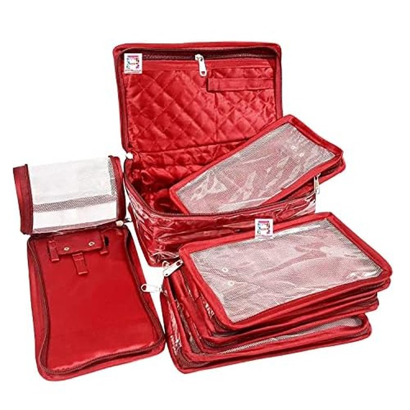 atorakushon Combo Satin Makeup Pouches Vanity Jewellery Traveling Organizer Storage Box Cosmetic carry it along anywhere easily For Women Maroon