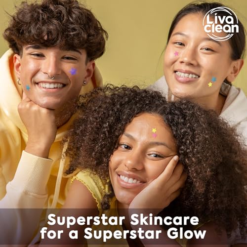 LivaClean (240 + 240 CT) Superstar Acne Patches w/Salicylic Acid & Tea Tree Multicolored & Mixed - Cute Acne Patches, Hydrocolloid Star Pimple Patch for Healing, Cute Face Stickers