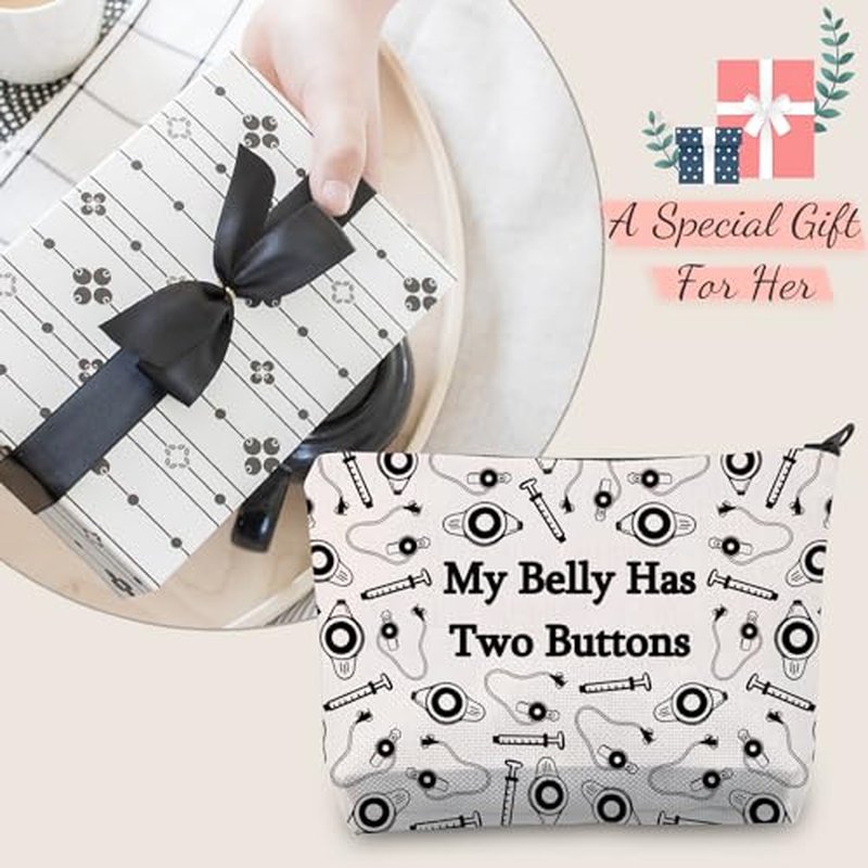 JXGZSO G tube Cosmetic Pouch Feeding Tube Awareness Gifts My Belly Has Two Buttons Makeup Bag After Surgery Recovery Gifts G tubes Gift