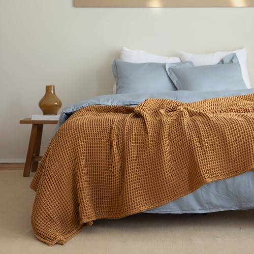 Cotton Waffle Blanket Twin XL Size 63x91 inches - Breathable & Lightweight