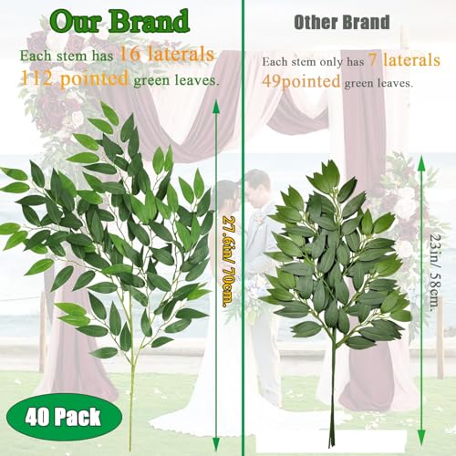 WONICE 40-Pack Artificial Italian Ruscus Greenery Stems - 70cm Faux Garlands for Weddings & Home Décor
