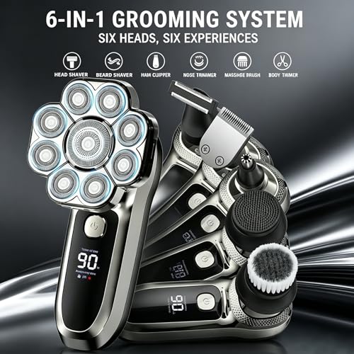 9D Head Shaver for Bald Men - Waterproof Rotary Razor Gunmetal 9D