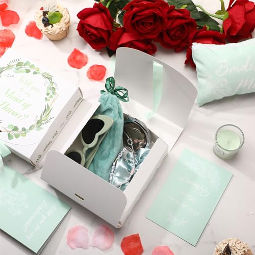 Nuogo Bridesmaid Proposal Gift Box Set - Green Modern Wedding Party Accessories, 8 Sets