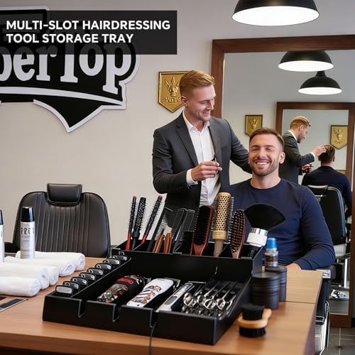 15 Inch Barber Clipper Station Organizer with Removable Tray & Dedicated Slots