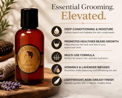 Beard Oil for Men - Conditioning, Moisturizing, and Shine with Vitamin E & Lavender - 2 oz