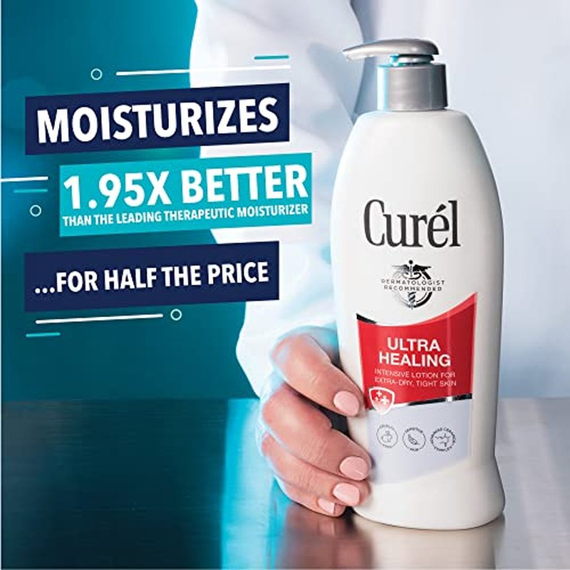 Curel Hydra Therapy, Itch Defense Moisturizer, Wet Skin Lotion, 12 Ounce & Ultra Healing Lotion, Hand and Body Moisturizer for Extra Dry Skin