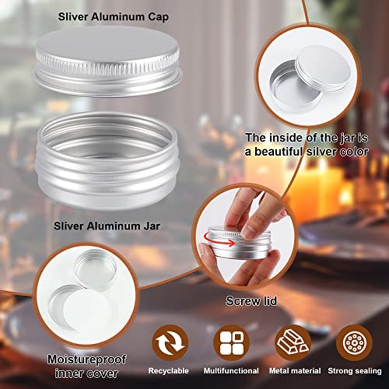 234 Pack Round Cans with Screw Lid 1/2 OZ Aluminum Metal Tins,for DIY homemade lotion bars, salves, and candles, Balms, Spices, Beard Balm, Crafts with 6 Markers 8 Sheets Label Stickers