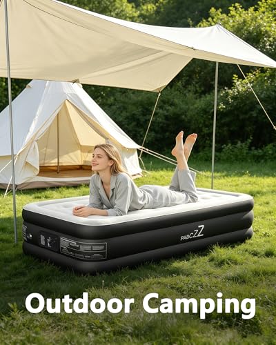Black Twin Air Mattress with Built-in Pump, 18-Inch Height, Supports Up to 500 lbs