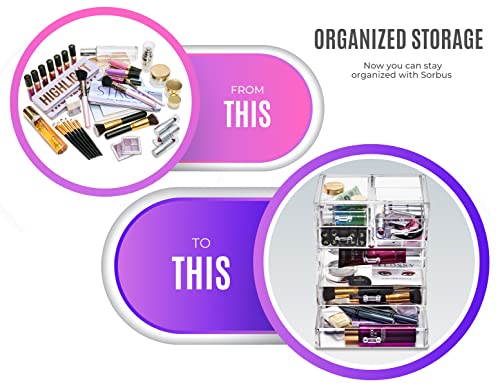 Sorbus 7-Drawer Makeup Organizer with 3 Large and 4 Small Clear Drawers