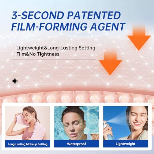 Powerful Makeup Setting Spray,Long Lasting Face Mist with Water proof & Sweat Proof, 360 Ultra-Fine Nano-Scale Nozzle Make It Non-Sticky & Non-Clogging Pores, Hyaluronic Acid Make Up Spry(4oz)