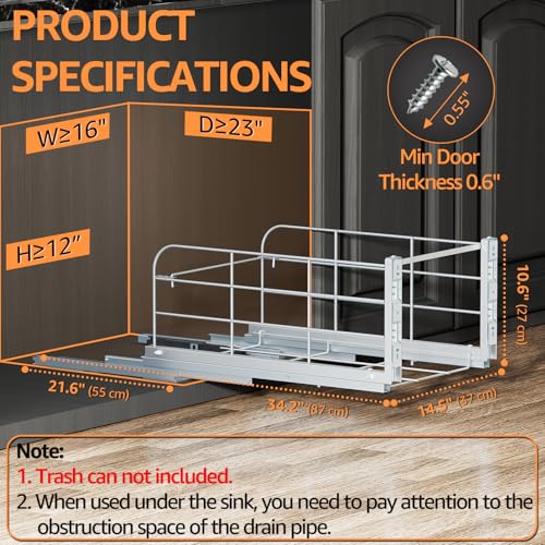 RUNMI Double Pull Out Trash Can Under Cabinet System - Heavy Duty Soft Close