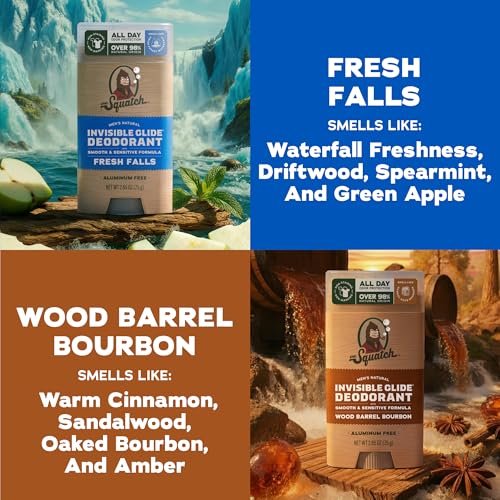 Men's Natural Deodorant Set - Fresh Falls & Wood Barrel Bourbon, Aluminum Free, 2-Pack