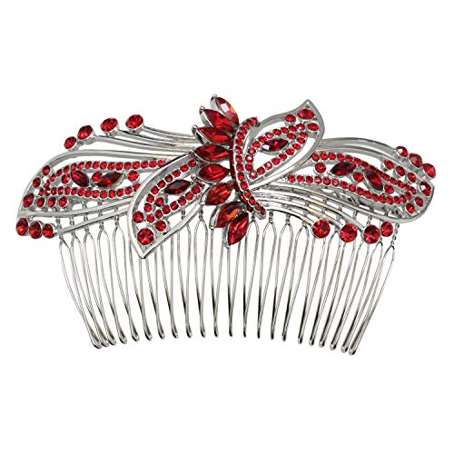 Red Rhinestone Floral Hair Comb - Bridal Wedding Prom Hair Accessory Variation of THIS listing