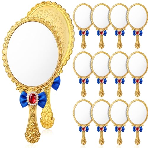 Princess Handheld Mirror Set - Gold Rose Bow, 12 Pcs Elegant Vanity Accessories