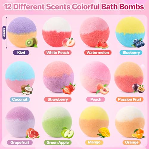 Kids Bath Bombs Set Pink Edition with Surprise Toys - 24 Pack, Bubble Bath Fizzies for Girls & Boys