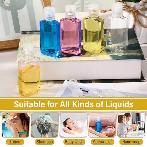 LemonRoad 150 Pcs 1 oz Plastic Empty Travel Bottles with Flip Cap 30ml Mini Clear Hand Sanitizer Bottle Refillable Containers for Shampoo Lotion Liquid Body Soap Cream Toiletries(Clear Lid)
