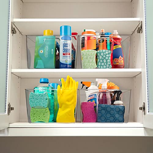 ClearSpace 6 Pack Clear Plastic Storage Bins for Kitchen, Pantry & Fridge