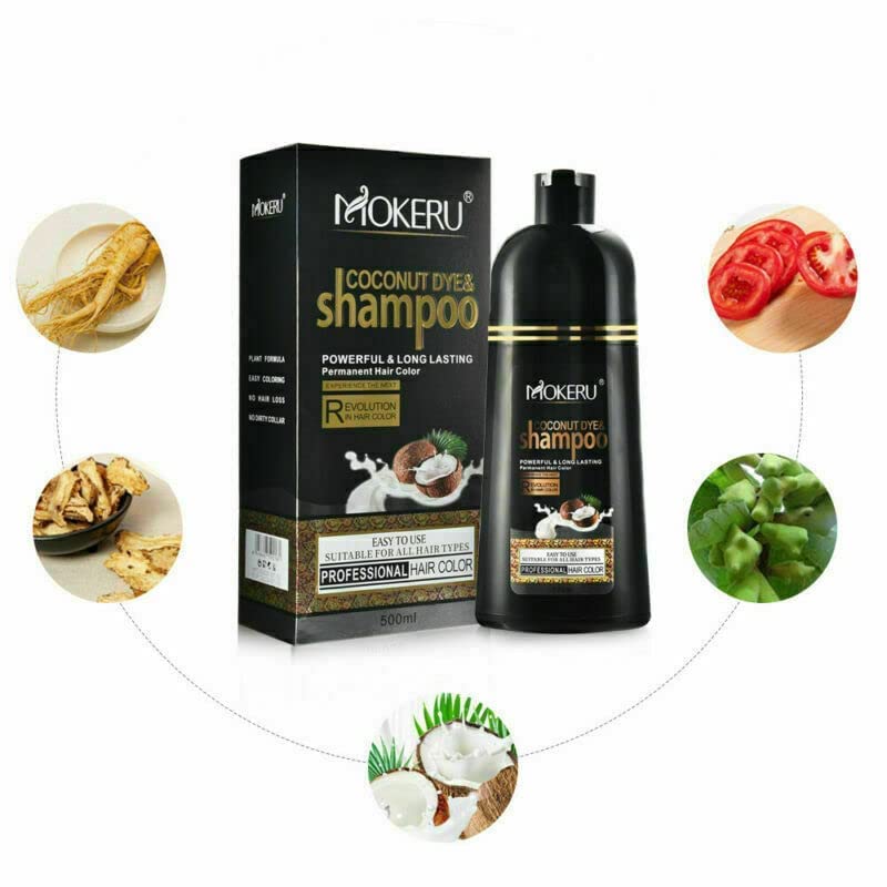 Maani Professional Coconut & Argan Oil Hair Color Shampoo 500ML - Fast, Long-Lasting Black Dye