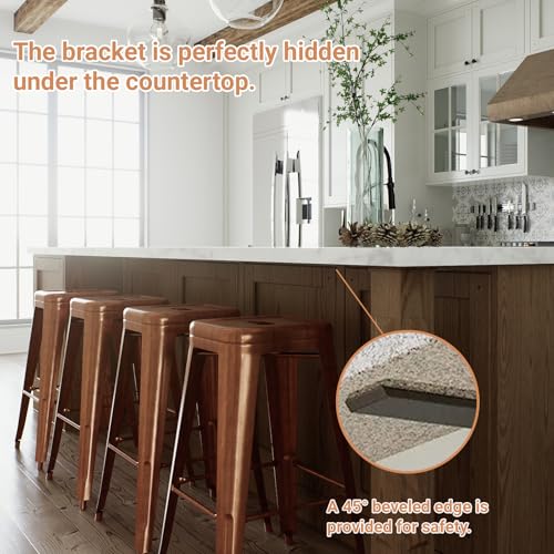 20-Inch 4 Pack Granite Bar Support Brackets - Heavy Duty Floating Countertop Supports with Screws - Variation: 20" 4pack