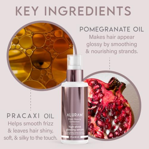 Aluram High Shine Glossing Hair Serum - Mirror-Like Finish, Color Safe, 2 fl oz