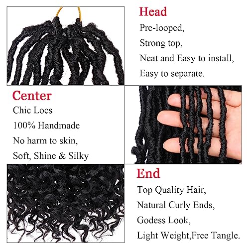 30 Inch Faux Locs Crochet Hair with Curly Ends - Goddess Soft Locs 1B# - Pack of 7
