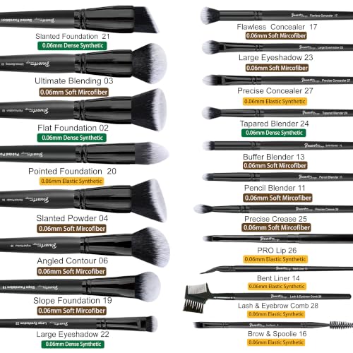 Professional Makeup Brush Set with Holder - 19 Pcs, Synthetic Bristles, Travel Friendly