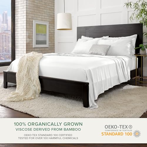 Twin XL 100% Bamboo Viscose Sheet Set - White, 3-Piece, 300 TC Deep Fitted