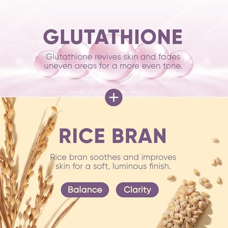 Glutathione Facial Bar with Rice Bran - Smoothing & Moisturizing Face Wash Soap Bar for All Skin Types - Vegan & Travel-Friendly Korean Skincare (95g, 3.35 oz)