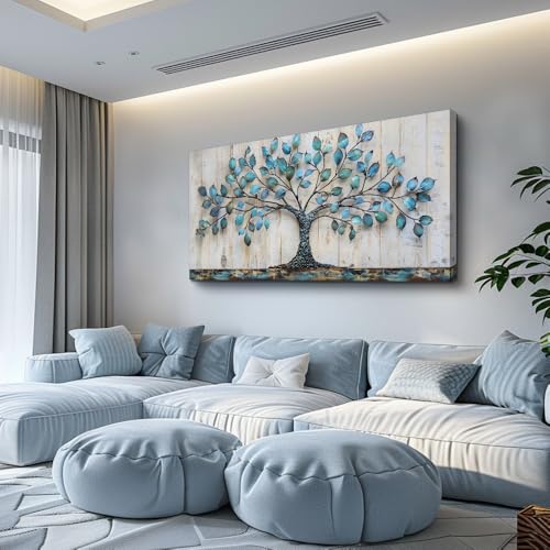 Large Canvas Wall Art for Living Room Bedroom Office - Green Tree Landscape Painting 24x48