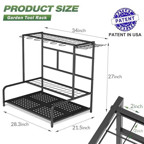 Garden Tool Organizer Rack with 39 Slots & Accessories – No Wheels