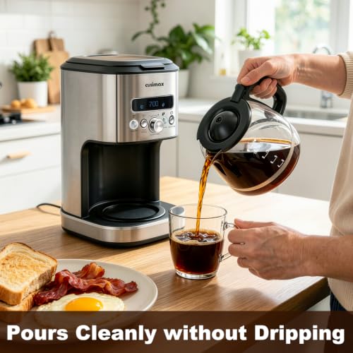 Black Drip Coffee Maker 12-Cup Programmable Coffee Machine with LCD, Timer & Aroma Selector