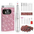 Pink Diamond Nail Drill Portable 35000RPM with 12 Drill Bits - Professional & DIY