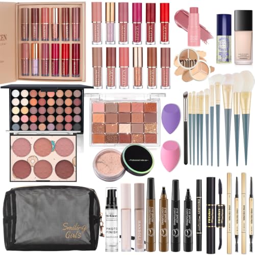 Ruicen Makeup Kit for Women - Full Face Set with Matte Eyeshadow A, Foundation, Lipgloss & More