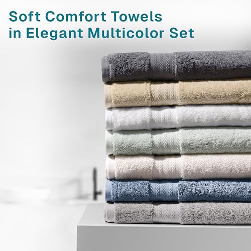 Organic Cotton Bath Towel Set of 6 - Dark Blue - Hotel Quality 700 GSM